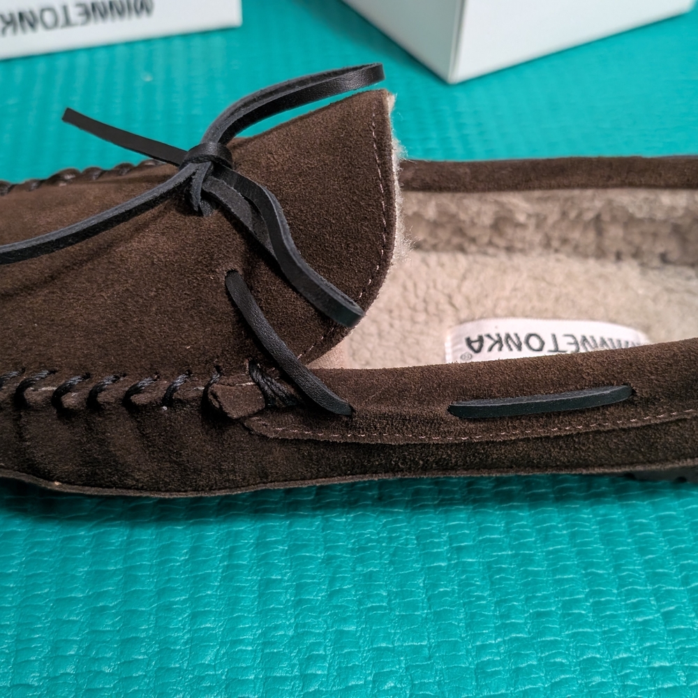 Minnetonka Brown Suede Slip-On Loafers